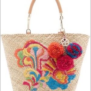 Trina Turk Barbados Straw and Leather Bag
